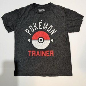 Pokémon Trainer Boys Girls T Shirt Poke Ball Size Large Gray/Red/White